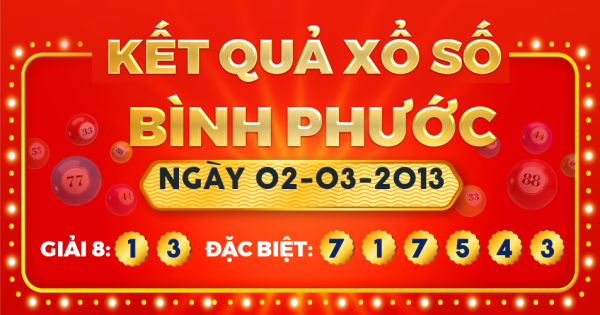 Xổ số Bình Phước ngày 2 tháng 3