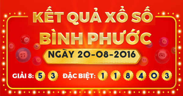 Xổ số Bình Phước ngày 20 tháng 8