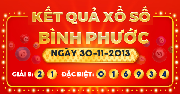 Xổ số Bình Phước ngày 30 tháng 11